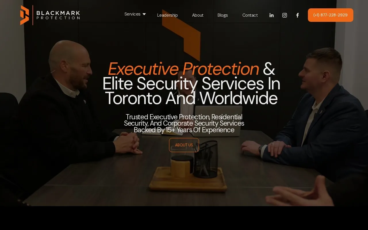 The Blackmark Protection website on a desktop screen